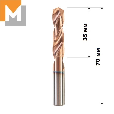 Сверло D8.5*35*8.5*70 тв.сплав TiSiN