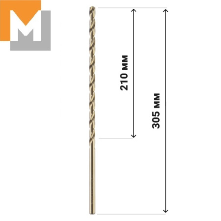 Сверло Ф9,0*305*210  ц/х         Р6М5К5