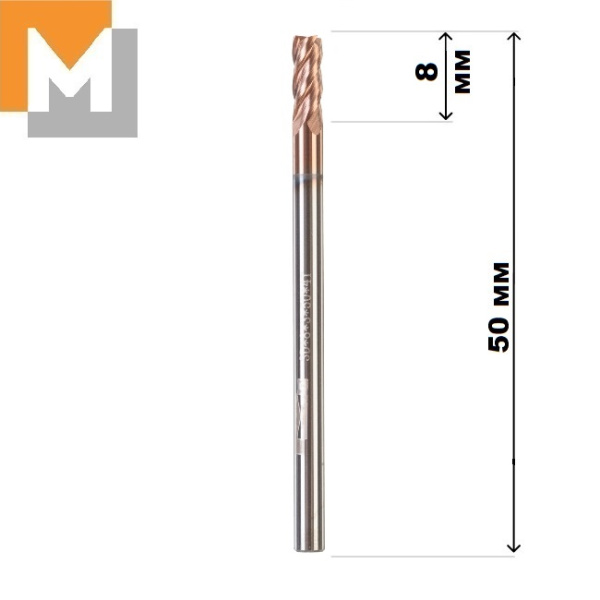 Фреза концевая  D3.0*8*D3*50*4T тв.сплав TiSiN S серия