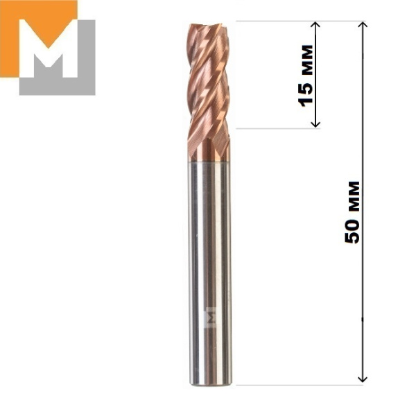 Фреза концевая  D6.0*15*D6*50*4T тв.сплав TiSiN S серия