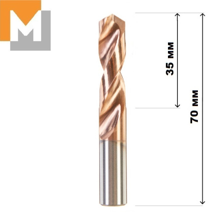 Сверло D10.2*35*10.2*70 тв.сплав TiSiN