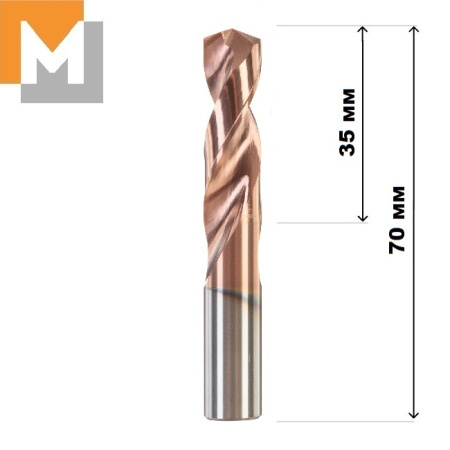Сверло D10.5*35*10.5*70 тв.сплав TiSiN