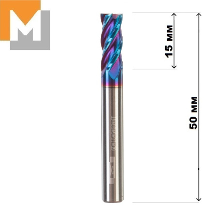 Фреза концевая  D6.0*15*D6*50*4T тв.сплав AlTiSiN G серия