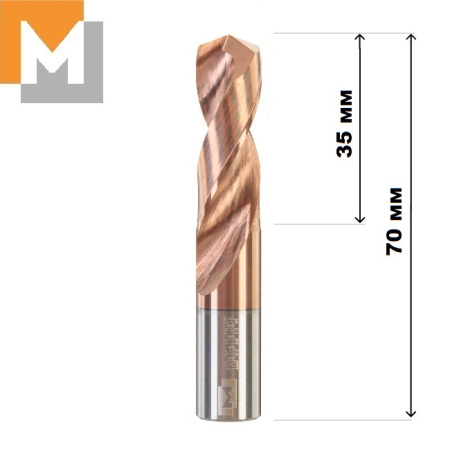 Сверло D12.0*35*12.0*70 тв.сплав TiSiN