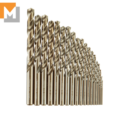 Набор сверл 1-10 мм , из 19 шт , шаг 0.5мм в мет. кейсе Р6М5К5