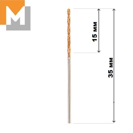 Сверло D1.0*15*1.0*35 тв.сплав TiSiN