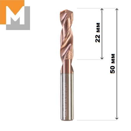Сверло D6.0*22*6.0*50 тв.сплав TiSiN