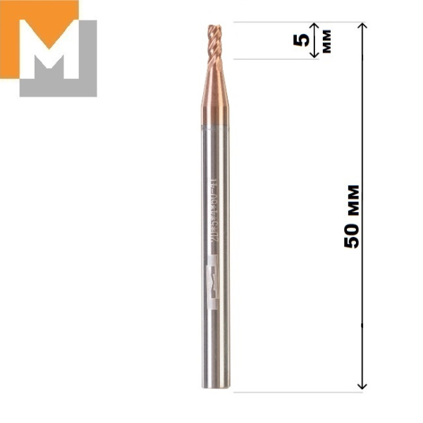 Фреза концевая  D2.0*5*D4*50*4T тв.сплав TiSiN S серия