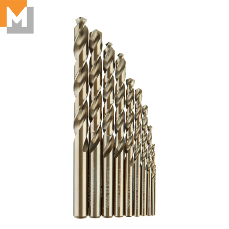 Набор сверл 1-10 мм , из 10 шт , шаг 1 мм в мет. кейсе Р6М5К5