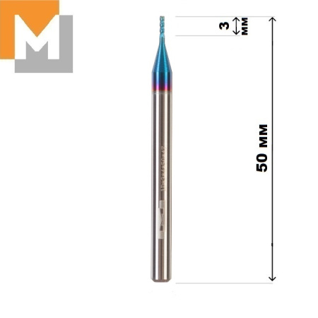 Фреза концевая  D1.0*3*D4*50*4T тв.сплав AlTiSiN G серия