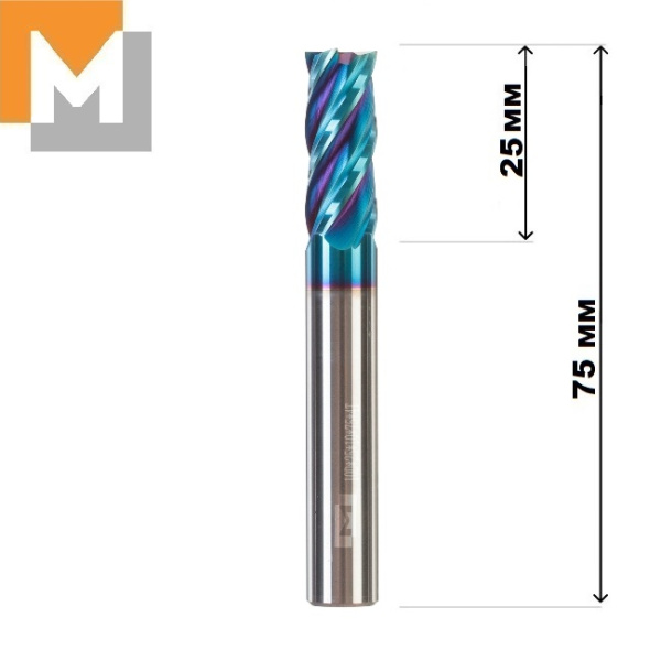 Фреза концевая  D10.0*25*D10*75*4T тв.сплав AlTiSiN G серия