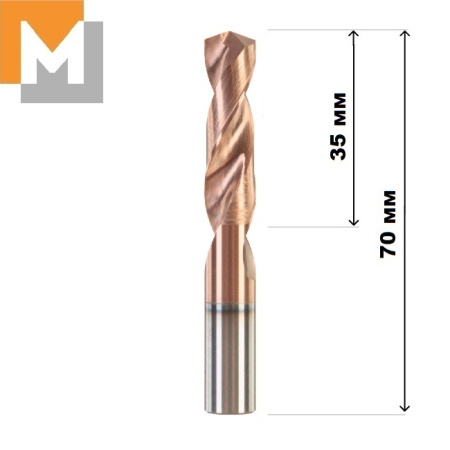 Сверло D9.5*35*9.5*70 тв.сплав TiSiN