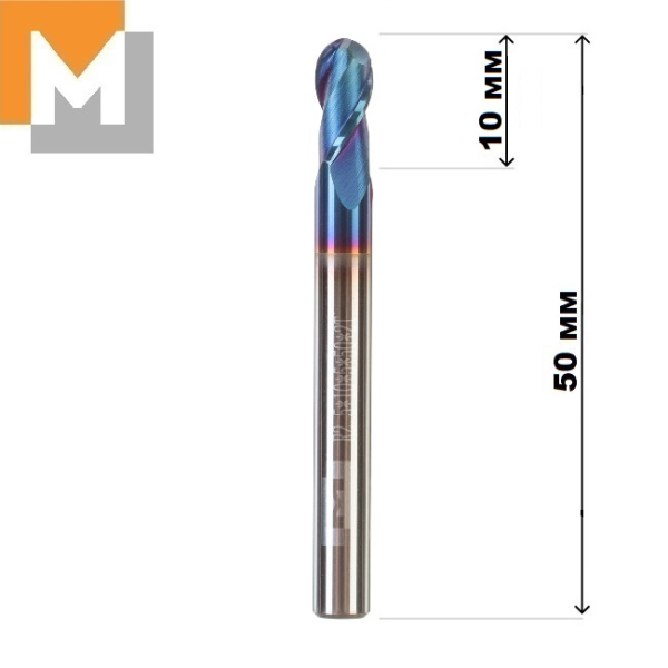 Фреза концевая радиусная R2.5*10*D5*50*2T тв.сплав AlTiSiN G серия