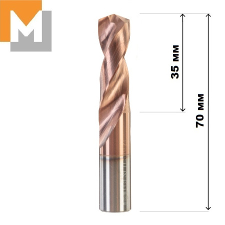Сверло D11.5*35*11.5*70 тв.сплав TiSiN