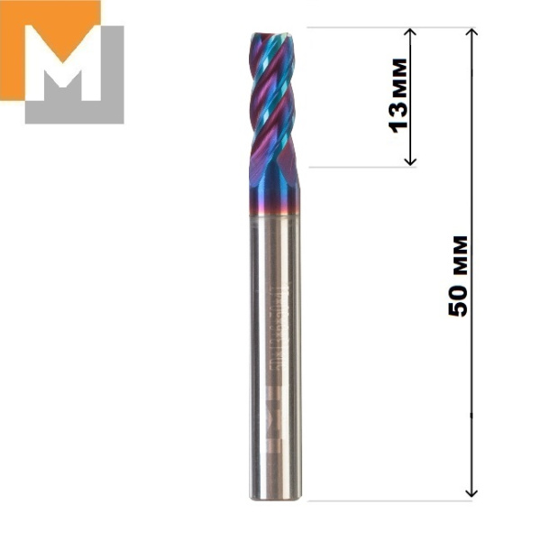 Фреза концевая  D5.0*13*D6*50*4T тв.сплав AlTiSiN G серия