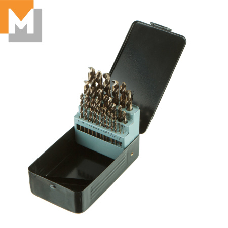 Набор сверл 1-13 мм , из 29 шт , шаг 0.5мм + 3,2; 3,3; 4,2; 4,8 мм в мет. кейсе Р6М5К5