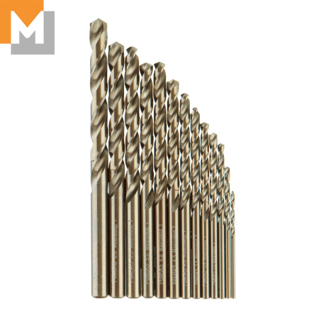 Набор сверл 1,5-6,5 мм +3,2;4,8 , из 13 шт , шаг 0,5 мм в мет. кейсе Р6М5К5