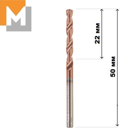 Сверло D3.0*22*3.0*50 тв.сплав TiSiN