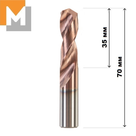 Сверло D11.0*35*11.0*70 тв.сплав TiSiN