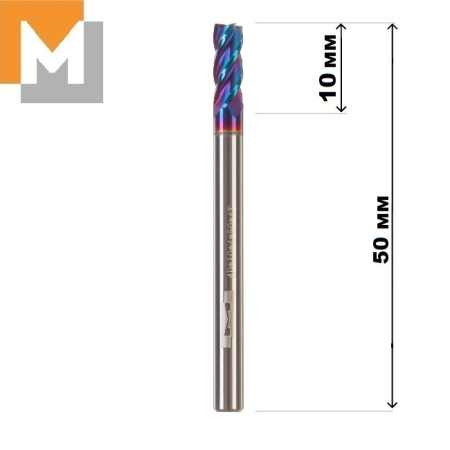 Фреза концевая  D4.0*10*D4*50*4T тв.сплав AlTiSiN G серия