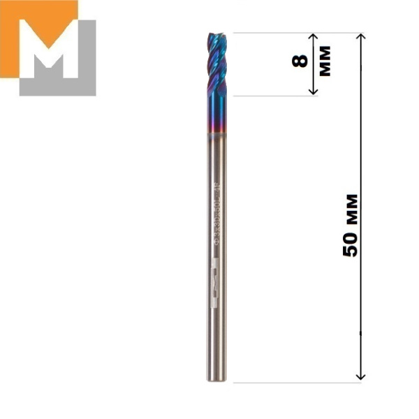 Фреза концевая  D3.0*8*D3*50*4T тв.сплав AlTiSiN G серия