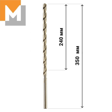 Сверло Ф12,0*350*240  ц/х       Р6М5К5