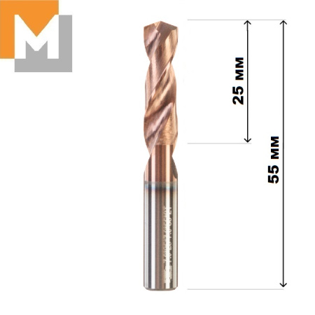 Сверло D7.0*25*7.0*55 тв.сплав TiSiN