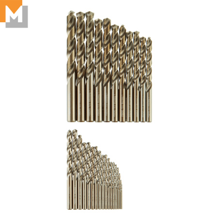 Набор сверл 1-13 мм , из 29 шт , шаг 0.5мм + 3,2; 3,3; 4,2; 4,8 мм в мет. кейсе Р6М5К5