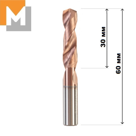 Сверло D7.5*30*7.5*60 тв.сплав TiSiN